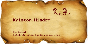 Kriston Hiador névjegykártya